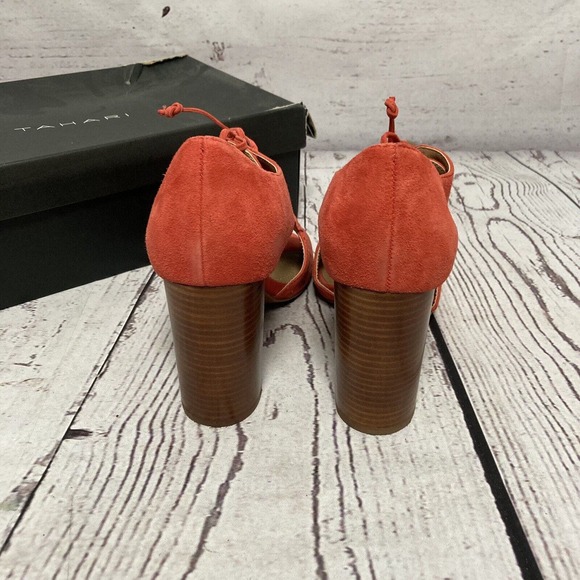 Tahari Shoes‎ Womens Size 9M Coral Pink Megyn Suede Lace Up Perforated Open Toe - Picture 4 of 11